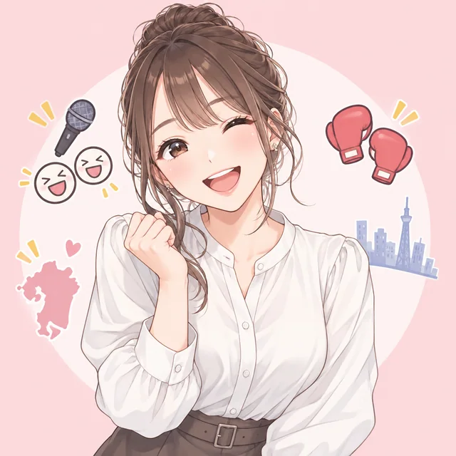 笑顔で拳を握るミカのイラスト